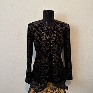 J.B.S. Black and Gold Floral Women's Blazer